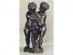 Projet de fontaine en bronze patiné représentant deux enfants tenant...