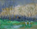 LOUKINE Rostislas (1904-1988). Paysage aux arbres. Gouache, signée. 20 x...