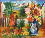 Charles WALCH 1896 - 1948 : Femme au jardin au...