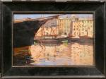 SACHERI Giuseppe (1863-1950) : Port en Italie. H.s.P signée, 27...