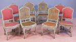 Ensemble de quatre fauteuils et quatre chaises d'époque Louis XVen...