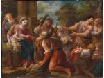 Entourage de G.F. ROMANELLI (école romaine vers 1650) L’Adoration des...