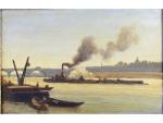 JONGKIND Johan-Barthold (1819-1891) Bateau-vapeur sur la Seine à Paris H.s.T...
