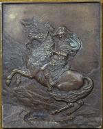 D'après Jacques-Louis DAVID : Plaque en bronze en bas-relief représentant...
