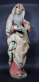 Saint-Anne : sculpture en bois repeint, ép. XVII's. Haut :...