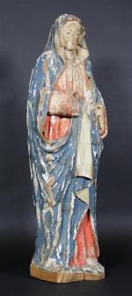 Vierge en bois sculpté et polychromé d'époque XVII's - XVIII's...