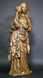 Vierge à l'Enfant dans le goût du XIV's en plâtre...