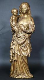 Vierge à l'Enfant dans le goût du XIV's en plâtre...