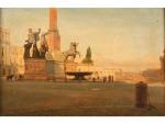 PERIN Adolphe-Henri (1798-1874) Vue de l'obélisque de la piazza del...