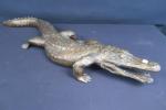 Ecole du XX's. Alligator, belle sculpture détaillée en bronze moderne....
