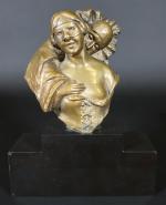 SETTA G. (XX's) : Pierrot et Colombine en bustes. Bronze...