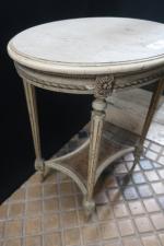 Petite SELLETTE de style Louis XVI, plateau ovale en marbre...