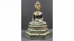 LAOS XVII's - XVIII's : Bouddha en bronze partiellement laqué...