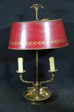 Lampe bouillotte de style Empire en bronze à deux bras...