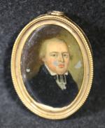 Ecole française vers 1810 : Portrait d'un écclésiastique. Miniature sur...