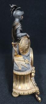 Pendule d'époque Napoléon III en bronze patiné et doré, plaques...