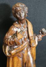 Saint-Jean en bois sculpté, ép. XVII's. Haut : 70 cm...