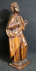 Saint-Jean en bois sculpté, ép. XVII's. Haut : 70 cm...