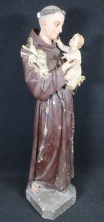 Saint-Antoine de Padoue et l'Enfant Jésus en plâtre peint, les...
