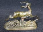 BONHEUR Isidore (1827-1901) : Antilope bondissant. Bronze patiné, signé. Haut...