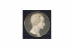 Miniature ronde d'époque XIX's orné d'une gravure représentant un homme...
