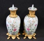 Paire de vases couverts en porcelaine de Chine à décor...