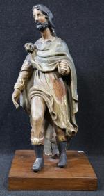 Saint-Roch en bois sculpté et polychrome d'époque XVII's. Haut; :...