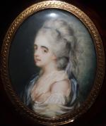HALL, ép. XVIII - XIX's : Portrait de femme. Miniature...