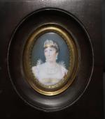 Ecole française vers 1800 : Portrait d'une dame de cour...