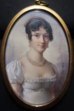 JACQUES Nicolas (1780-1844) : Portrait présumé de Pauline BORGHESE. Miniature...