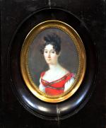 Ecole française vers 1800 : Portrait d'une femme à la...