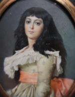 Ecole française du début XIX's : Portrait d'une jeune femme...