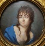 Ecole française du début XIX's : Portrait de jeune femme...