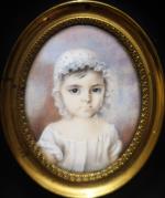 Ecole française du début XIX's : Portrait d'une fillette au...