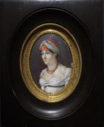 Ecole française vers 1810 : Portrait de femme au turban...