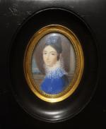 Ecole française vers 1820 : Portrait de jeune femme au...