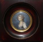 PASQUIER, vers 1830 : Portrait d'une jeune femme au ruban...