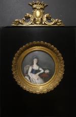 Ecole française vers1840 : Miniature ronde représentant Marie-Rose de BONNEVAL,...