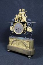 Pendule "Paul et Virginie" d'époque début XIX's en bronze doré...