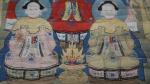 CHINE : Trois petites peintures votives, en polychromie sur papier,...