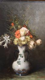 BERROT E. (XIX's) : Vase de fleurs des champs. H.s.P....