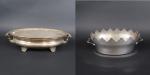 Chauffe-plat ovale et verrière ovale en métal argenté, ép. XIX's....
