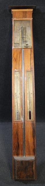 Baromètre-thermomètre droit d'époque Charles X en placage de palissandre à...