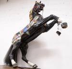ART FORAIN : Cheval cabré de manège en bois sculpté...