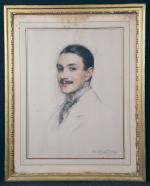 BRADFORD Johnson (XIX-XXème) - Portrait de jeune homme élégant. Pastel...