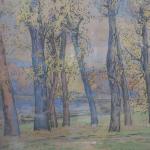 CARPENTIER Marie-Paule (1876-1915) : Rideau d'arbres en bord de fleuve....