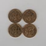 Quatre pièces de 20 Francs or dont trois type Génie...