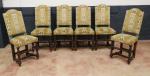 Suite de six chaises d'époque Louis XIII en bois naturel,...