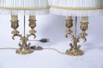 Lot de trois petites lampes de style Louis XV et...
