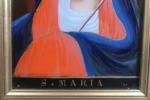 Fixé-sous-verre représentant "S. Maria" avec l'épée sur le coeur, école...